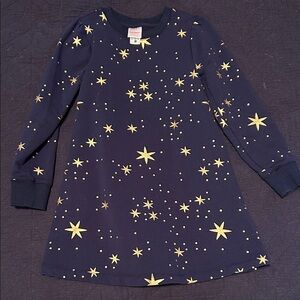 Hanna Andersson Navy Dress with Gold Stars